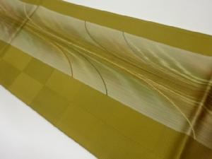 縞に抽象模様織出し袋帯